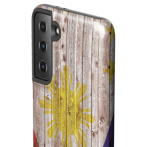 Philippines Flag Dark Wood Galaxy S21 FE Pro Case