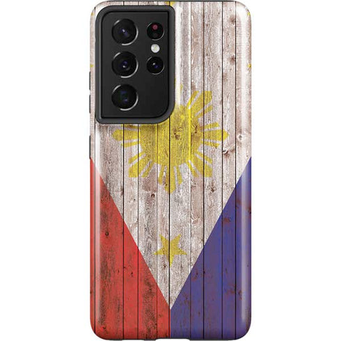 Philippines Flag Dark Wood Galaxy S21 Ultra 5G Pro Case