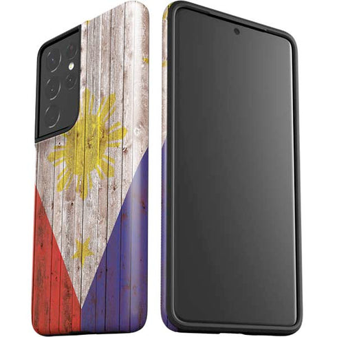 Philippines Flag Dark Wood Galaxy S21 Ultra 5G Pro Case