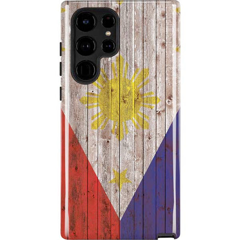 Philippines Flag Dark Wood Galaxy S22 Ultra Pro Case