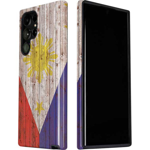 Philippines Flag Dark Wood Galaxy S22 Ultra Pro Case