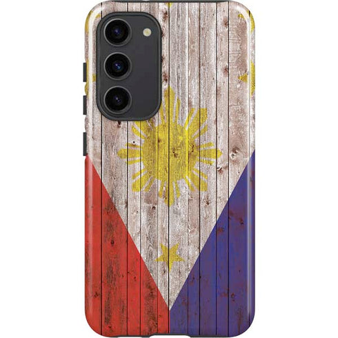 Philippines Flag Dark Wood Galaxy S23 Plus Pro Case