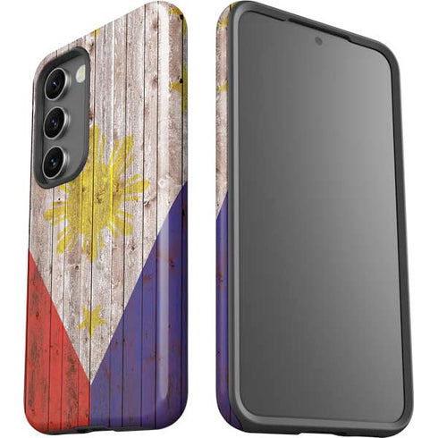 Philippines Flag Dark Wood Galaxy S23 Plus Pro Case