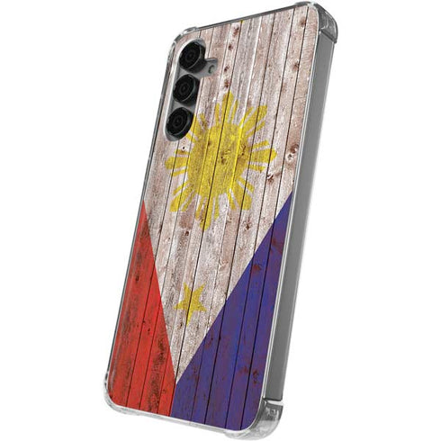 Philippines Flag Dark Wood Galaxy S24 Plus Clear Case