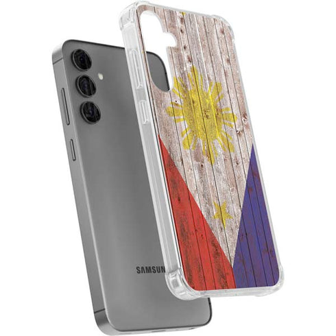Philippines Flag Dark Wood Galaxy S24 Plus Clear Case