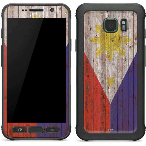 Philippines Flag Dark Wood Galaxy S7 Active Skin