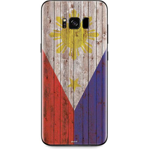 Philippines Flag Dark Wood Galaxy S8 Skin
