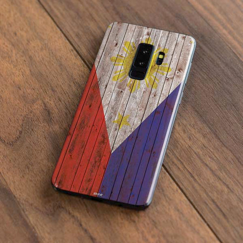 Philippines Flag Dark Wood Galaxy S9 Plus Skin