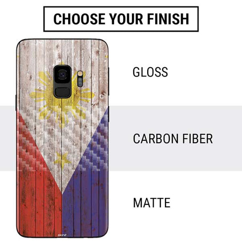 Philippines Flag Dark Wood Galaxy S9 Skin