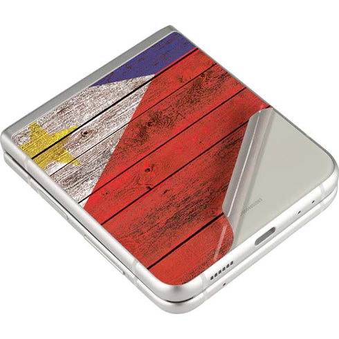Philippines Flag Dark Wood Galaxy Z Flip3 5G Skin