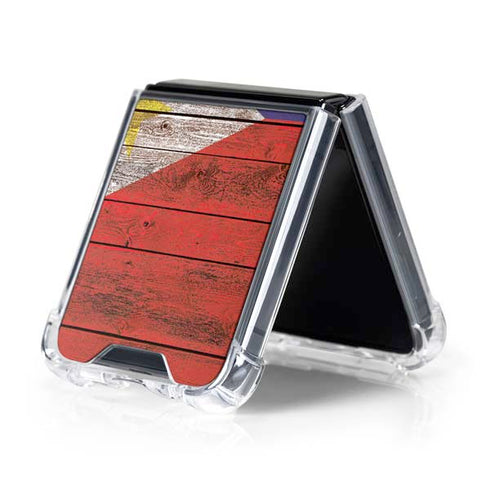 Philippines Flag Dark Wood Galaxy Z Flip5 5G Clear Case