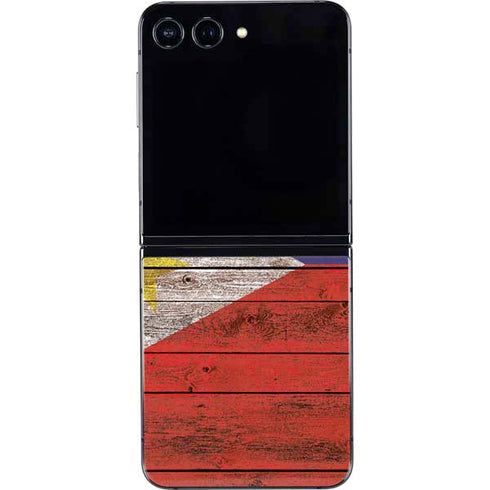 Philippines Flag Dark Wood Galaxy Z Flip5 5G Skin