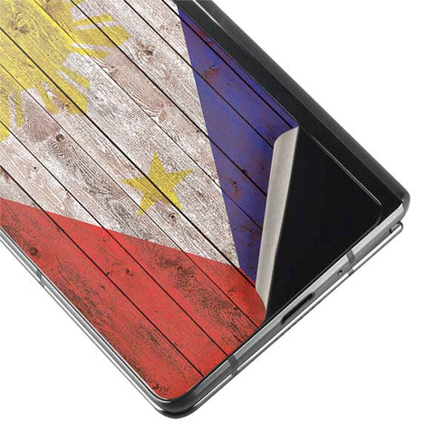 Philippines Flag Dark Wood Galaxy Z Fold2 5G Skin