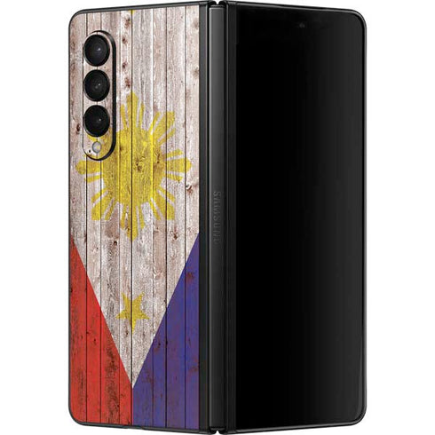Philippines Flag Dark Wood Galaxy Z Fold3 5G Skin
