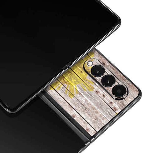 Philippines Flag Dark Wood Galaxy Z Fold3 5G Skin