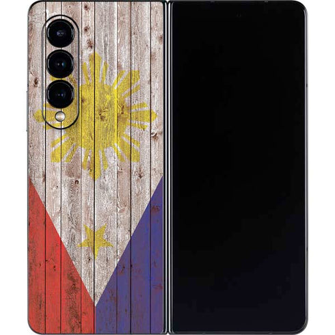 Philippines Flag Dark Wood Galaxy Z Fold4 5G Skin