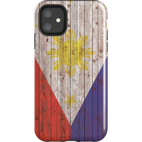 Philippines Flag Dark Wood iPhone 11 Impact Case