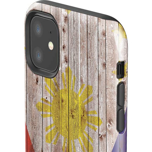 Philippines Flag Dark Wood iPhone 11 Impact Case