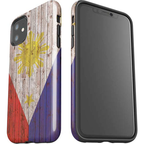 Philippines Flag Dark Wood iPhone 11 Impact Case