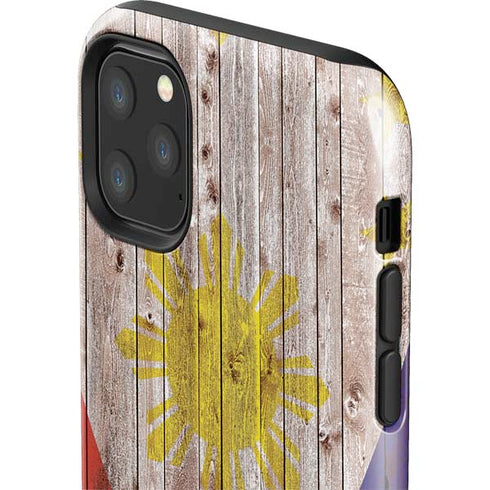 Philippines Flag Dark Wood iPhone 11 Pro Max Impact Case