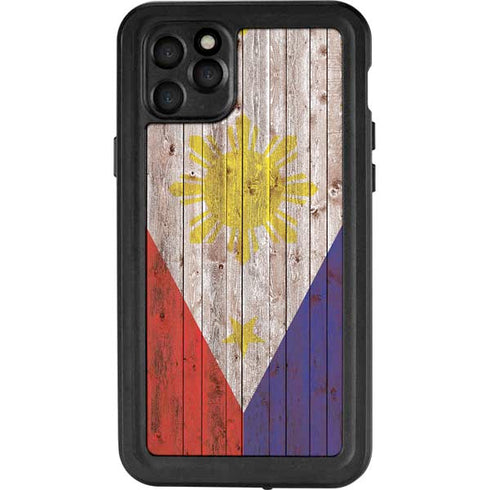 Philippines Flag Dark Wood iPhone 11 Pro Max Waterproof Case