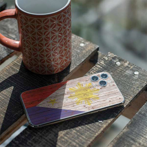 Philippines Flag Dark Wood iPhone 11 Pro Skin