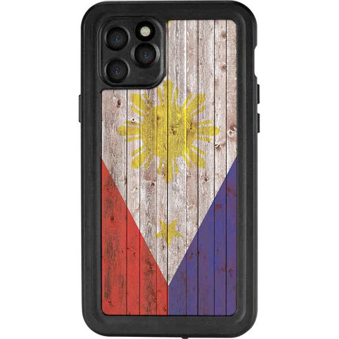 Philippines Flag Dark Wood iPhone 11 Pro Waterproof Case