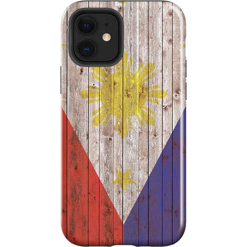 Philippines Flag Dark Wood iPhone 12 Impact Case