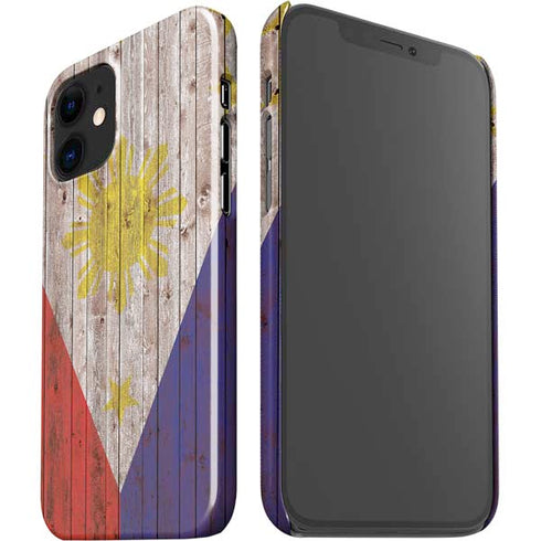 Philippines Flag Dark Wood iPhone 12 Mini Lite Case