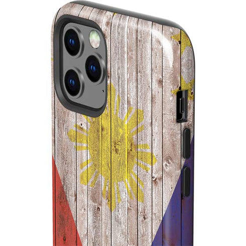 Philippines Flag Dark Wood iPhone 12 Pro Impact Case
