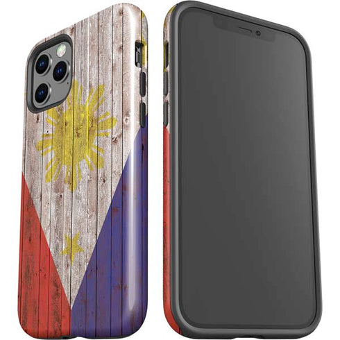 Philippines Flag Dark Wood iPhone 12 Pro Impact Case