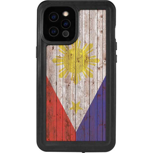Philippines Flag Dark Wood iPhone 12 Pro Max Waterproof Case