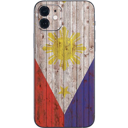 Philippines Flag Dark Wood iPhone 12 Skin