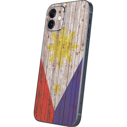 Philippines Flag Dark Wood iPhone 12 Skin