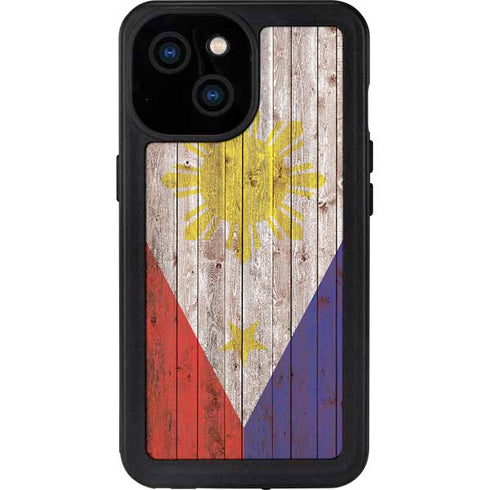 Philippines Flag Dark Wood iPhone 13 Mini Waterproof Case