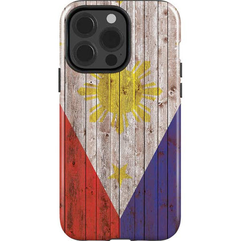 Philippines Flag Dark Wood iPhone 13 Pro Impact Case