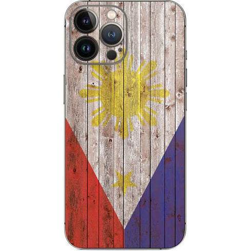 Philippines Flag Dark Wood iPhone 13 Pro Max Skin