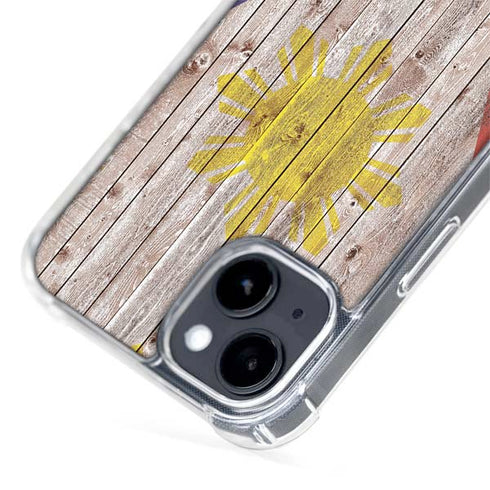 Philippines Flag Dark Wood iPhone 15 MagSafe Case