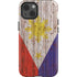 Philippines Flag Dark Wood iPhone 14 Impact Case