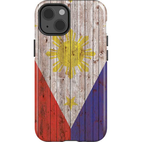 Philippines Flag Dark Wood iPhone 15 Impact Case