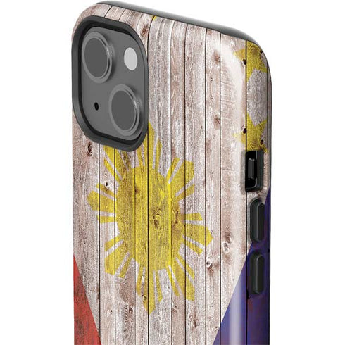 Philippines Flag Dark Wood iPhone 14 Impact Case