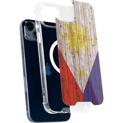 Philippines Flag Dark Wood iPhone 15 Plus MagSafe Case