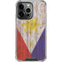 Philippines Flag Dark Wood iPhone 14 Pro Clear Case