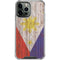 Philippines Flag Dark Wood iPhone 14 Pro Max Clear Case