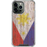 Philippines Flag Dark Wood iPhone 14 Pro Max Clear Case