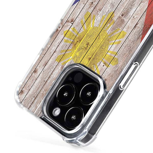 Philippines Flag Dark Wood iPhone 15 Pro Max MagSafe Case