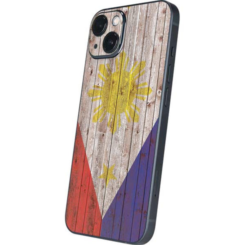 Philippines Flag Dark Wood iPhone 14 Skin