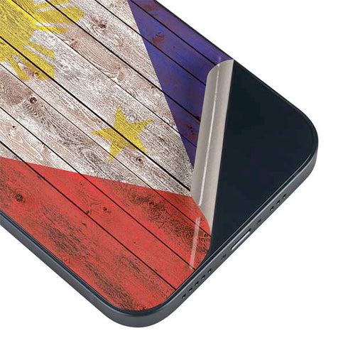 Philippines Flag Dark Wood iPhone 14 Skin