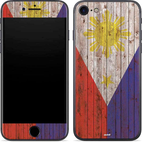 Philippines Flag Dark Wood iPhone 8 Skin