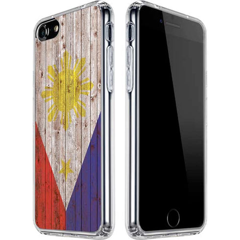 Philippines Flag Dark Wood iPhone SE (2nd & 3rd Gen) Clear Case